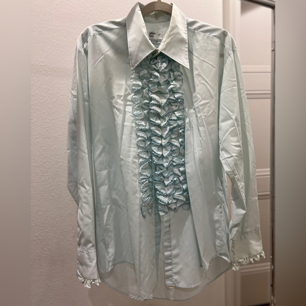 After Six Light Blue Ruffled Vintage Dress Shirt